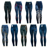 Bulk Ladies Fashion Pull On Printed Jeans - Assorted